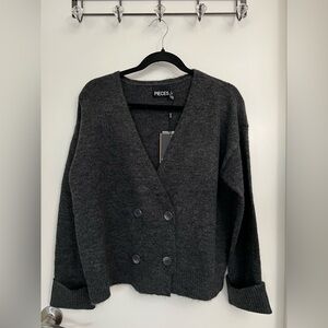 Gray Blazer Sweater Cardigan